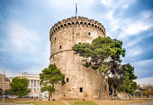 View of the famous White Tower in the city of Thessaloniki.Greece. photo