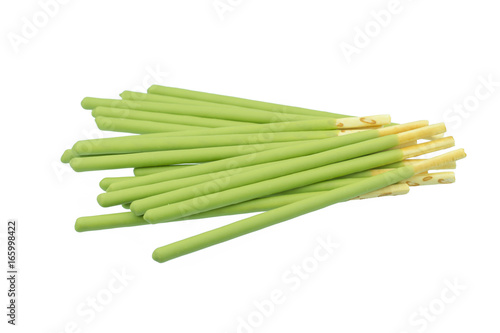 biscuit stick coated with green tea isolated