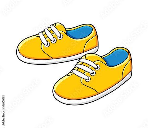 Yellow sneakers vector isolated.