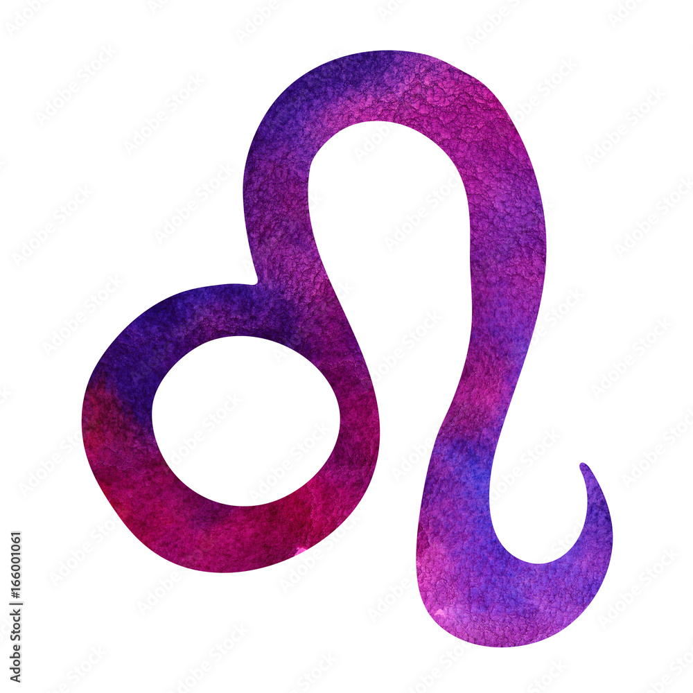 Watercolor Leo sign icon. Hand drawn astrological symbol Watercolor Leo sign icon. Hand drawn astrological symbol