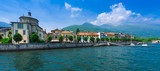 View from the pier of Cannobio to the Santuario della Santissima Pietà at Lake Maggiore Maggiore - Lago Maggiore, Verbania, Piemont, Italy