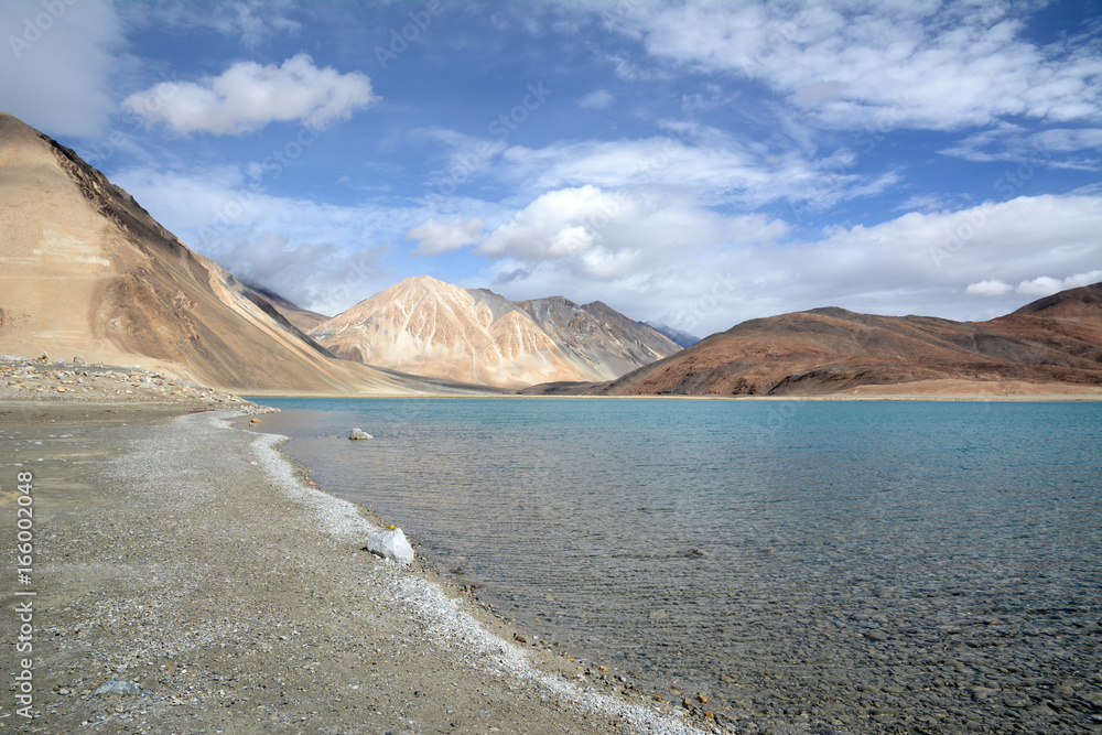 Panong Tso, Tibetan for 'high grassland lake', also referred to as Pangong Lake, is an endorheic lake in the Himalayas situated at a height of about 4,350 m (14,270 ft). Panong Tso, Tibetan for 'high grassland lake', also referred to as Pangong Lake, is an endorheic lake in the Himalayas situated at a height of about 4,350 m (14,270 ft).