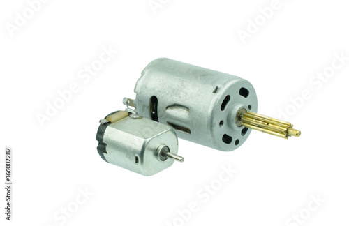 small dc motor gear on isolated white backgroud