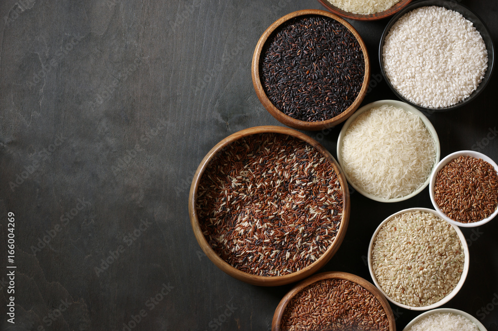 Various rice in bowls Various rice in bowls