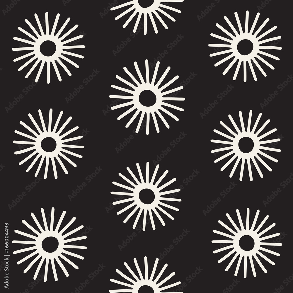 Vector seamless sunburst shapes freehand pattern. Abstract background with round brush strokes. Hand drawn texture Vector seamless sunburst shapes freehand pattern. Abstract background with round brush strokes. Hand drawn texture
