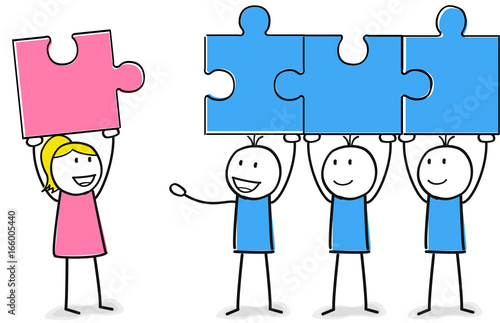 Team mit Puzzle aus Frauen und Männern Frauenquote