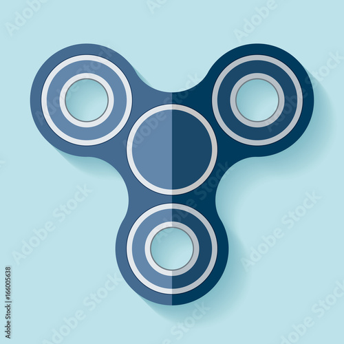 Hand spinner icon in flat style, toy on blue background. Vector design element for you project