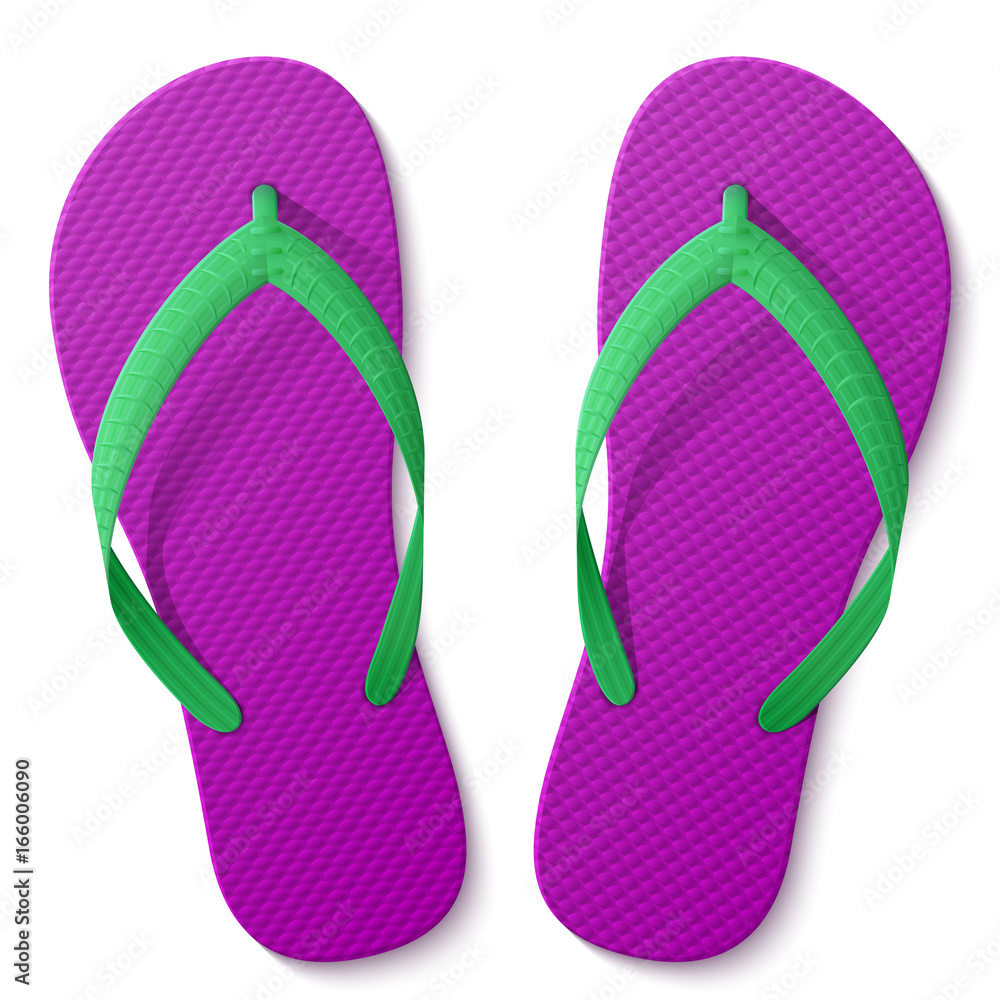 Vecteur Stock Flip flops isolated on white background. Beach sandals, top  view. Best vector illustration about footwear, recreation, travel, beach  vacation, holidays, summer shoes | Adobe Stock
