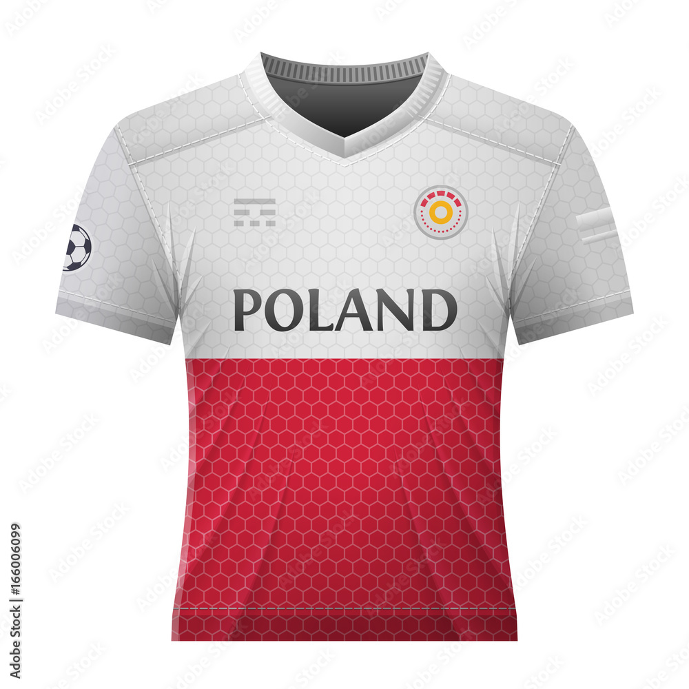 Soccer shirt in colors of polish flag. National jersey for football team of  Poland. Best vector illustration for soccer, sport game, football,  championship, national team, gameplay, etc vector de Stock | Adobe