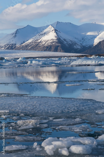 Winter seasion reflection lagoon, Jakulsarlon Iceland winter season natural landscape background photo