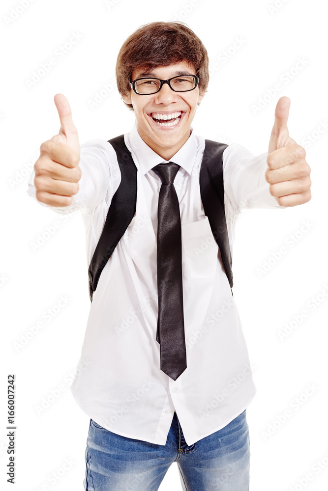 Smiling student with thumbs up Smiling student with thumbs up