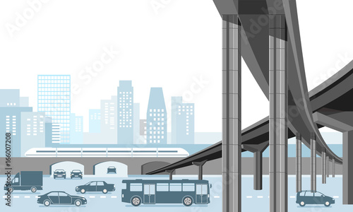 Städtische Gemeinde mit Personentransport und Straßenverkehr