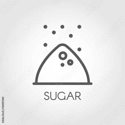 Contour icon of sugar bunch. Symbol drawing in line style for culinary theme. Vector illustration