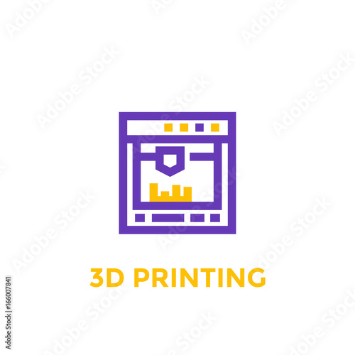 3d printer icon, linear style