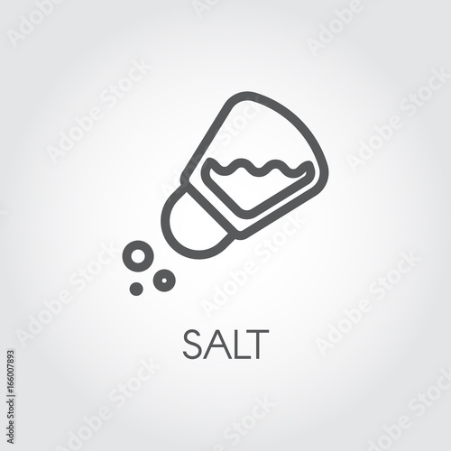 Salt shaker seasoning icon in line style. Outline pictogram for food cooking theme. Simple emblem of spice. Vector illustration