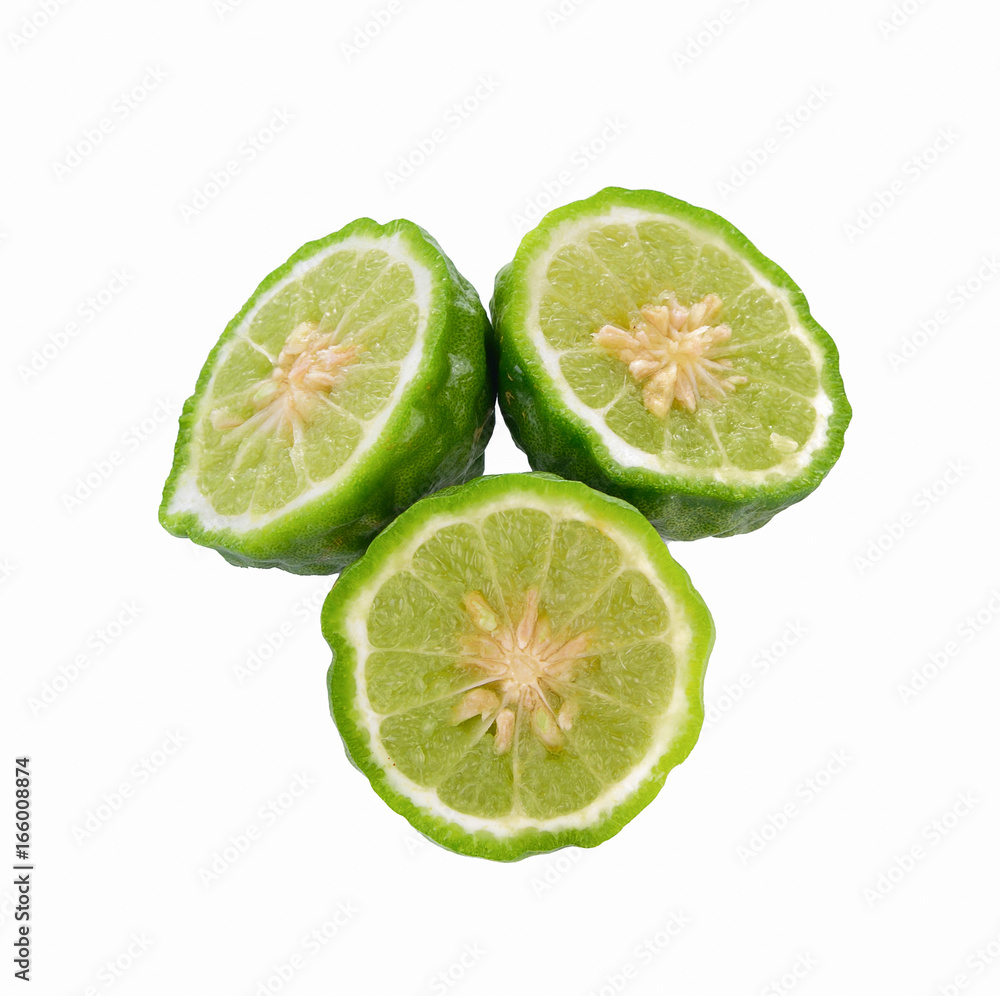 Bergamot fruit with waterdrop isolated on white background Bergamot fruit with waterdrop isolated on white background
