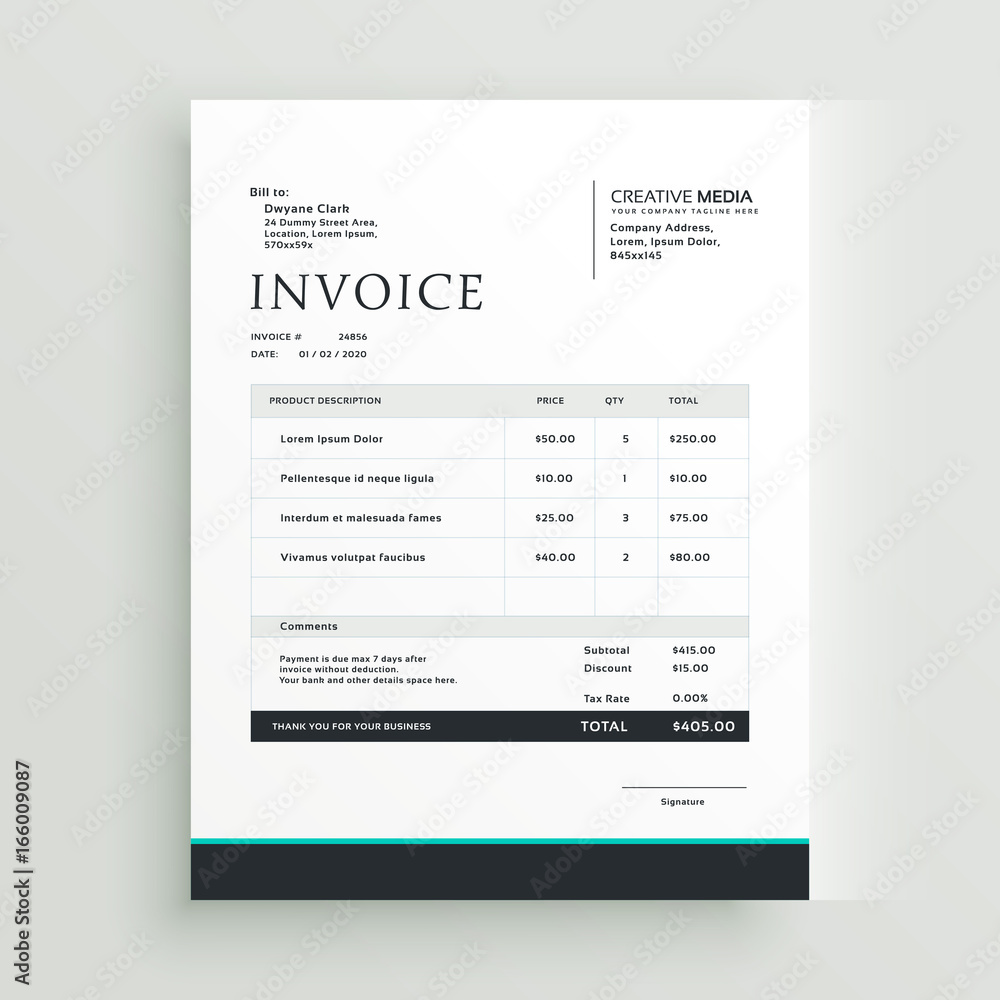 simple invoice template design for your business