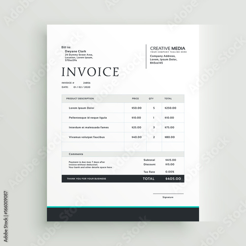simple invoice template design for your business
