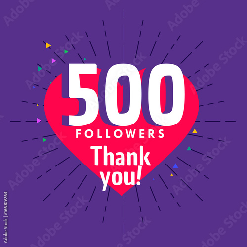 500 followers greeting for social media network template