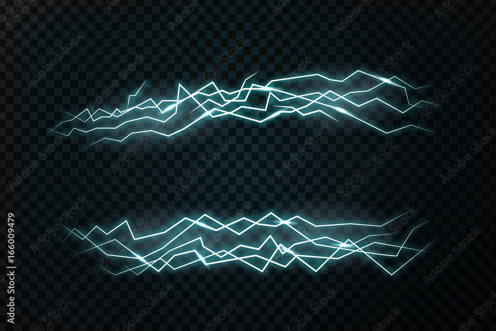 Vector collection of realistic isolated lightnings on the transparent ...