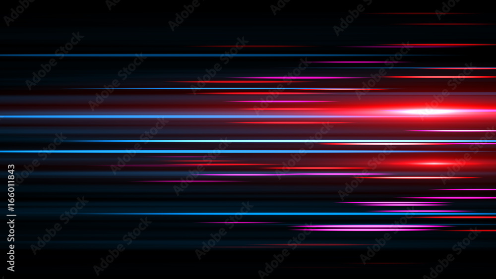 Light and stripes moving fast over dark background. Light and stripes moving fast over dark background.