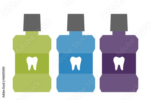 mouthwash bottle with a tooth on label