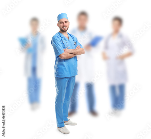 Handsome young doctor on wh...