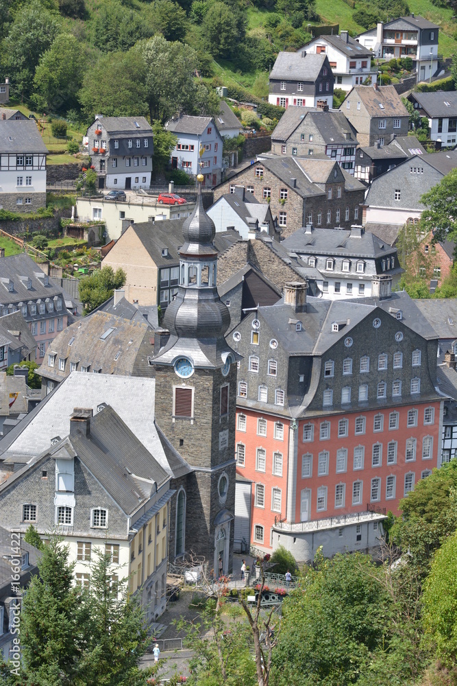 Beautiful Monschau in Germany with red house
