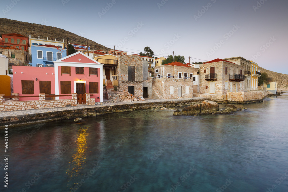 View of the village on Halki island in Greece.
