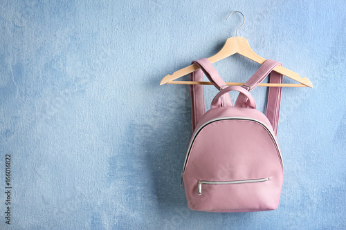 Leather backpack on hanger ...