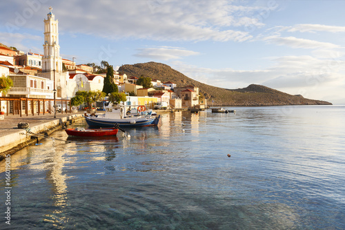View of the village on Halki island in Greece. 