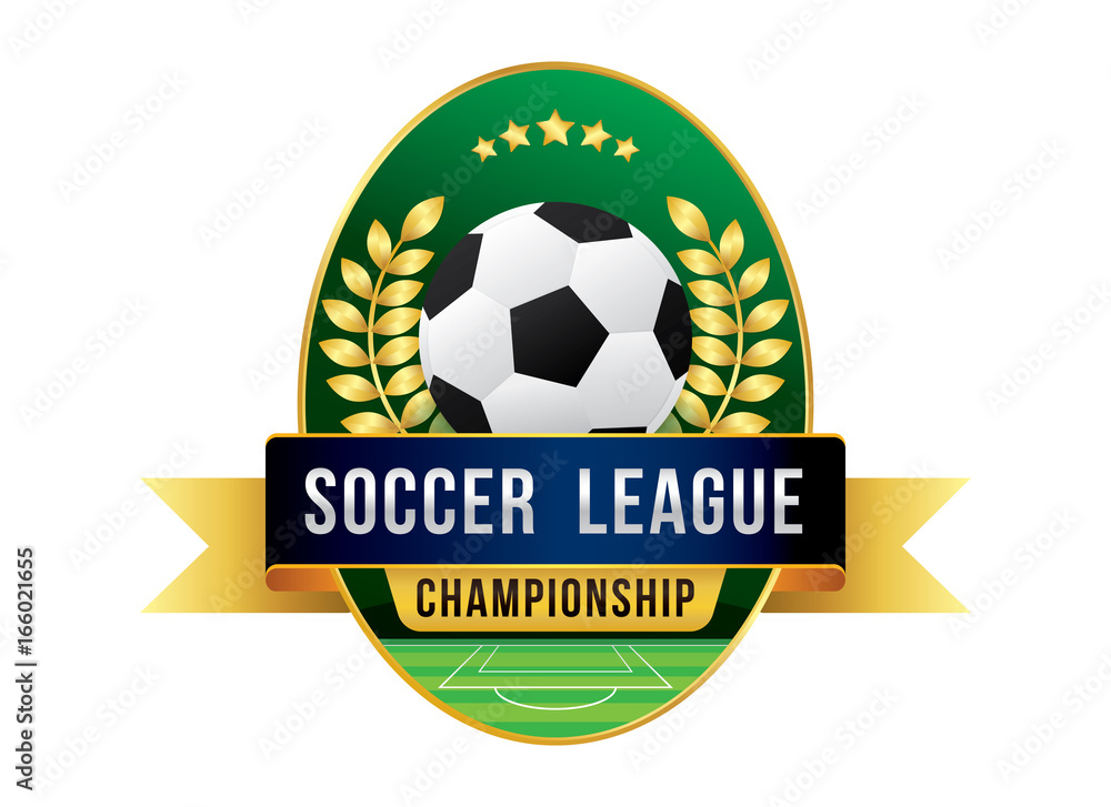 Obraz premium Vector of soccer league championship badge design.