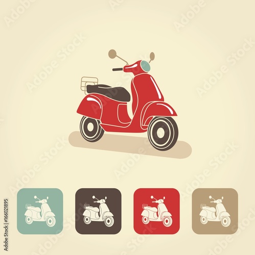 Retro scooter isolated. Italian style.