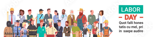 People Group Different Occupation Set, International Labor Day Flat Vector Illustration photo