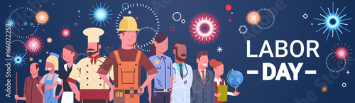 People Group Different Occupation Set, International Labor Day Flat Vector Illustration photo