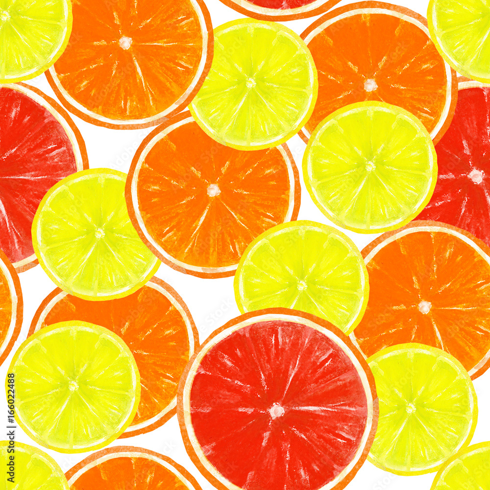 Watercolor hand drawn citrus seamless pattern Watercolor hand drawn citrus seamless pattern