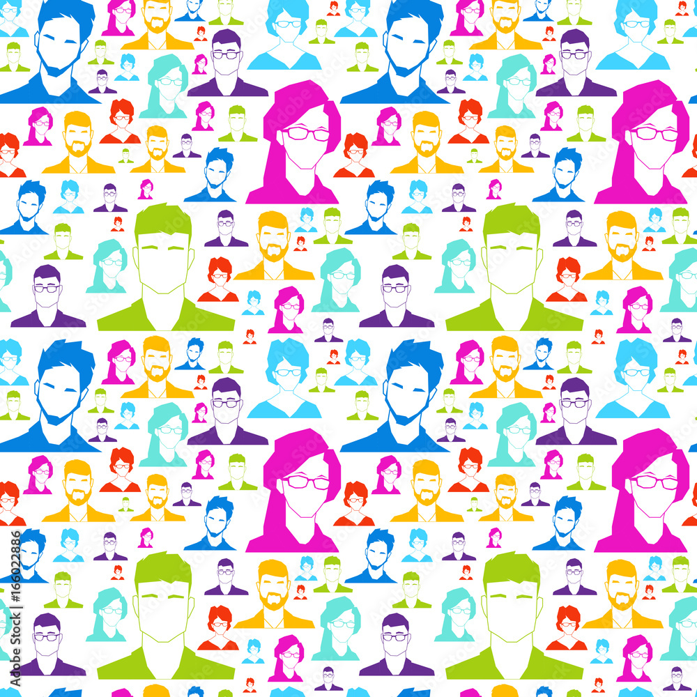 Colorful People Silhouette Social Media Profile Icons Network Communication Users Concept Vector Illustration