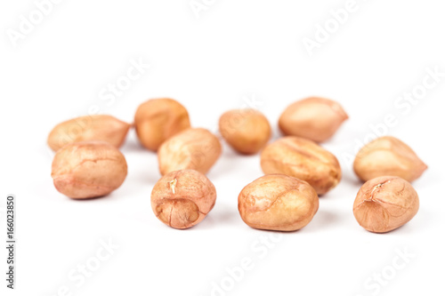 ground nut or peanut on white background..