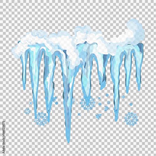 Vector icicle and snow elements clipart. Different snow cap