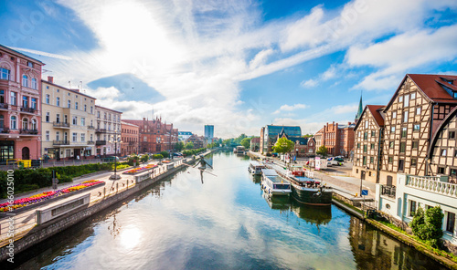 Old Town and granaries by the Brda River. Bydgoszcz, Poland.