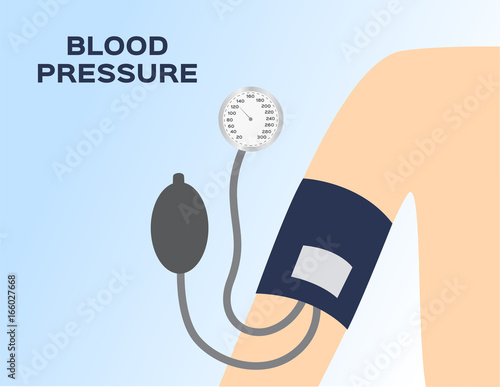 blood pressure meter on arm vector