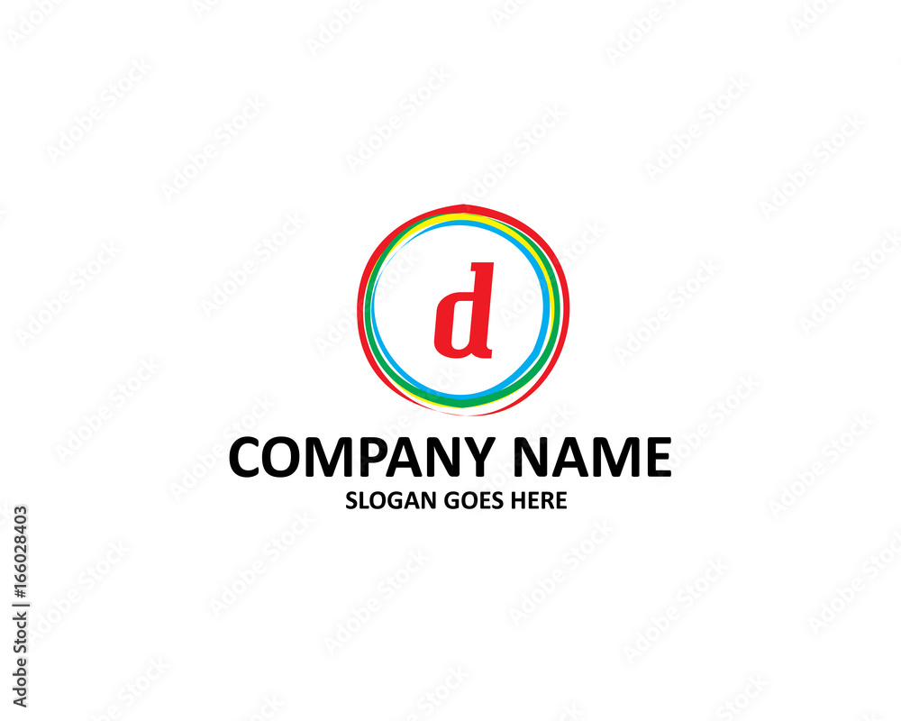 d letter colorful circle logo