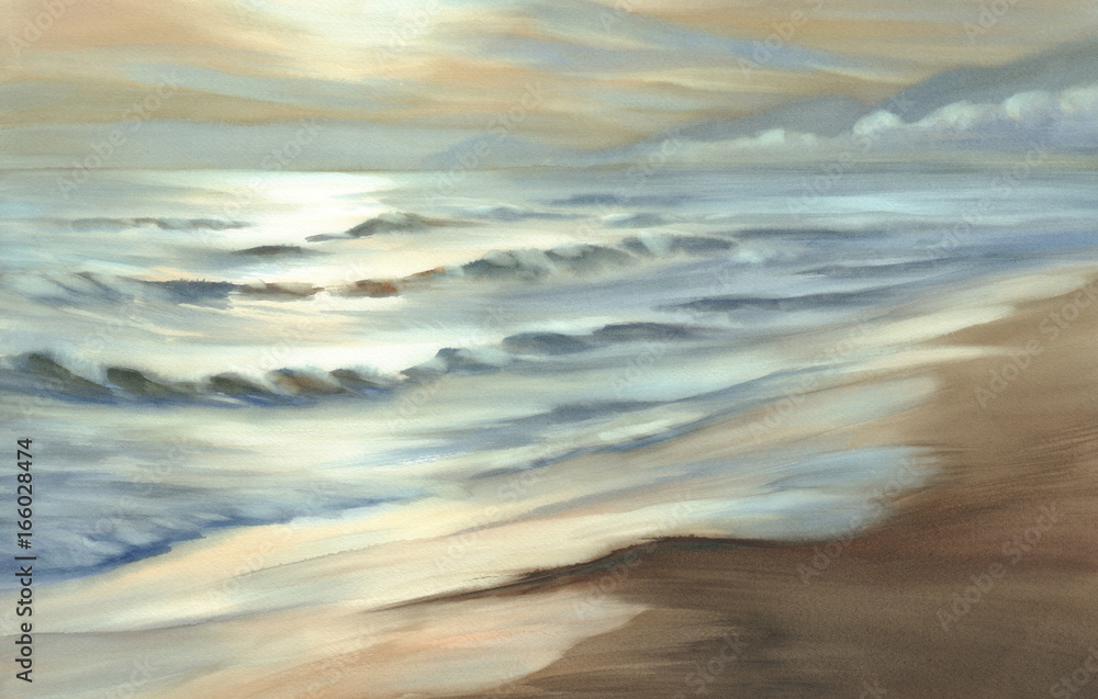 Fototapeta premium evening seascape watercolor