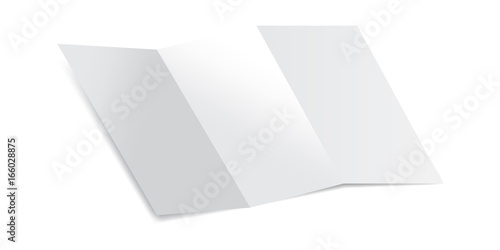 Trifold Blank Piece of Paper with shadows Mockup Vector Illustration. Mock up of a letter paper isolated on a white background.