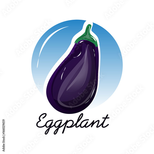 bold eggplant with a circle, illustration design, isolated on white background