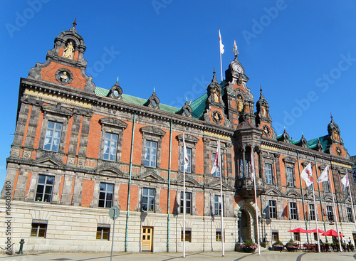 Impressive Malmo City Hall against Vivid Blue Sky, Malmo of Sweden 