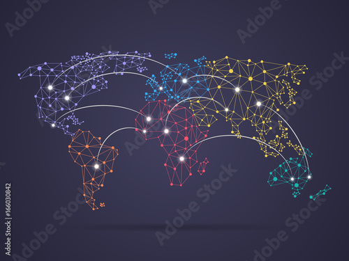 Vector world map connection background