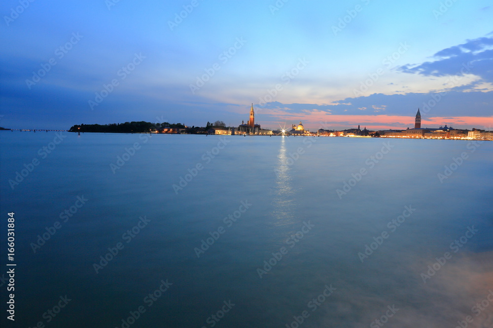 Venice at dusk. The city in twilight time. Italy