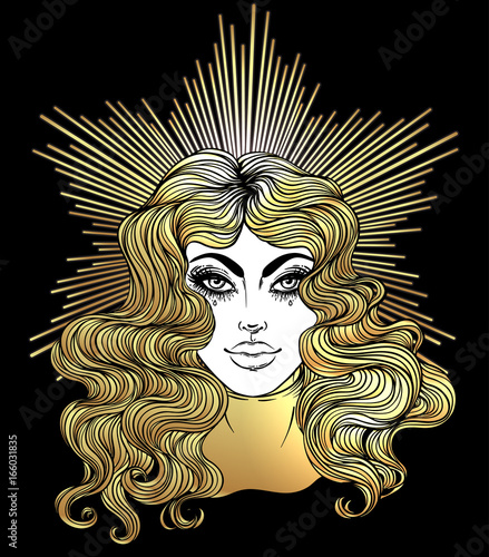 Madonna, Lady of Sorrow. Devotion to the Immaculate Heart of Blessed Virgin Mary, Queen of Heaven. Vector illustration isolated. Coloring book for adults.
