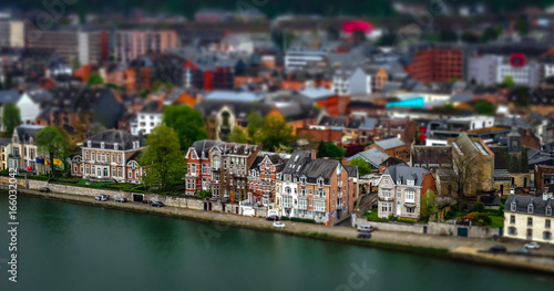 Tilt-shift panoramic aerial view of Namur, spring day © 31etc